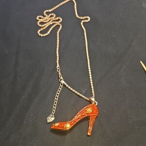 Betsey Johnson Orange High Heel Necklace